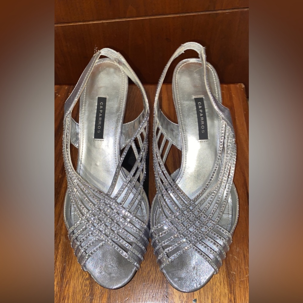 Caparros Silver Rhinestone heels